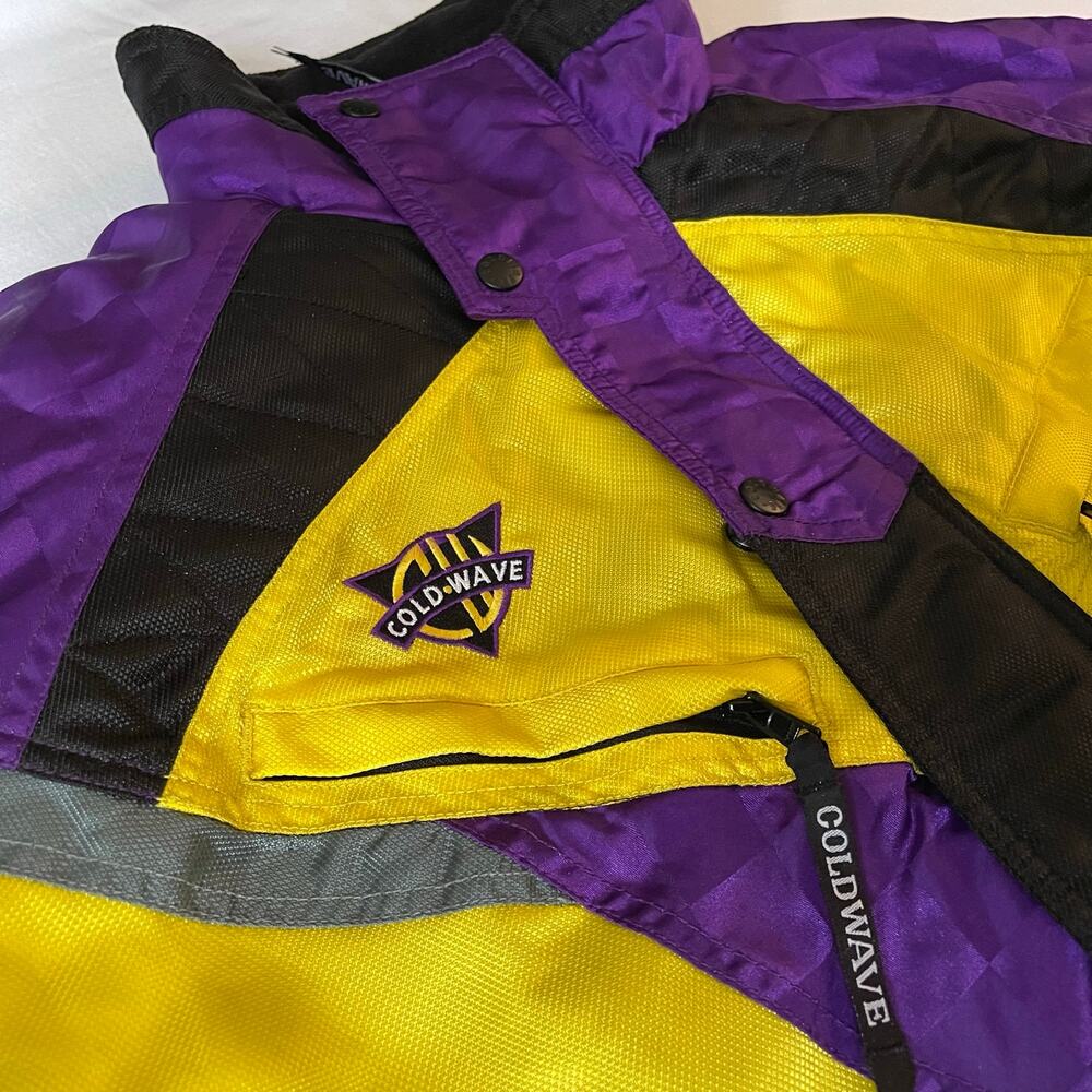 Vintage Cold Wave Men’s Medium Snowmobile Jacket Black Purple Yellow Retro 90s